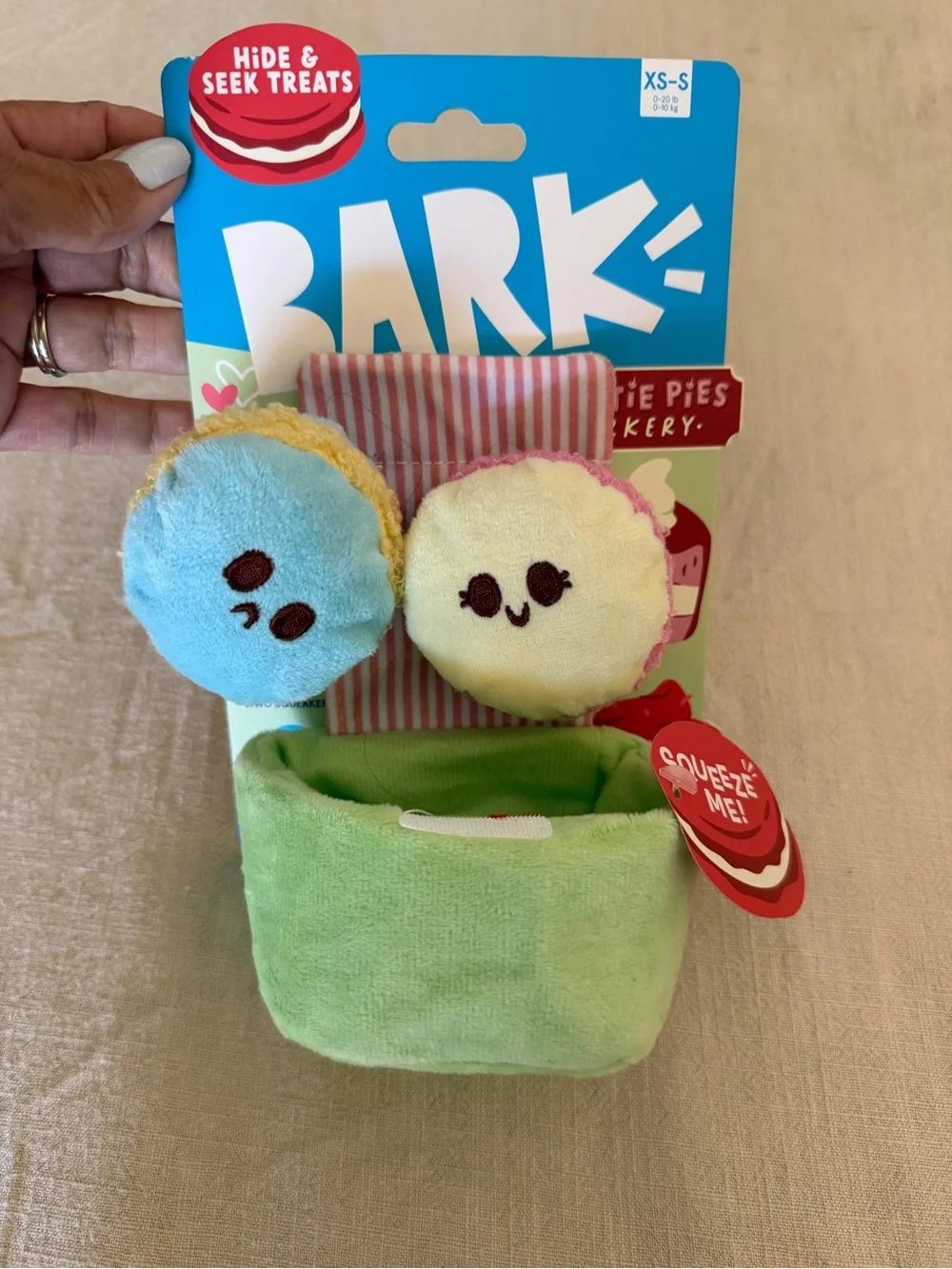 Bark Plush Squeezable Macaron Toy Set - Blue, Cream, Green